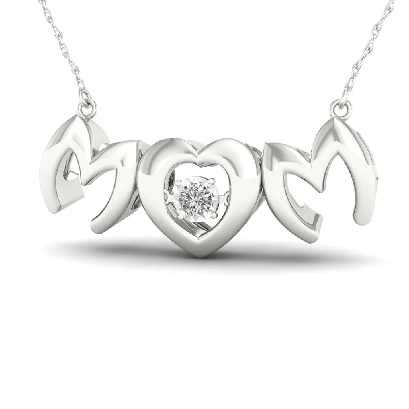 engraved silver name pendant for mom-De Couer 1/20ct TDW Diamond Mom Heart Necklace - White