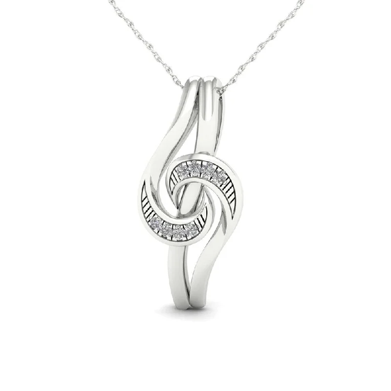 handmade silver pendant necklace with custom name-De Couer 1/20ct TDW Diamond Necklace - White