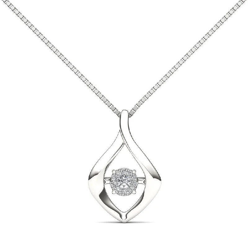 custom name bar pendant necklace for her-De Couer 10k White Gold 1/10ct TDW Diamond Fashion Necklace