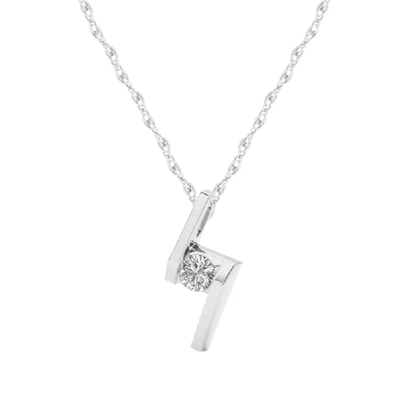 gold pendant necklace with custom message for her-De Couer 10K White Gold 1/6ct TDW Diamond SolitaireNecklace - White H-I