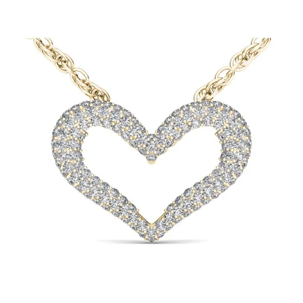 custom crystal pendant necklace with name engraving-De Couer 10k Yellow Gold 1/3ct TDW Diamond Heart Necklace