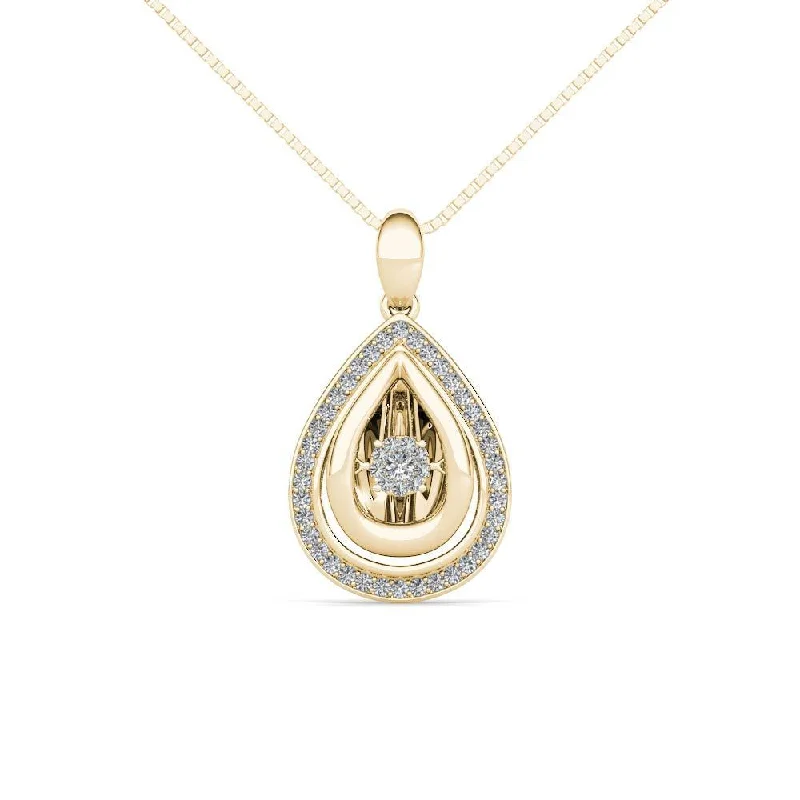 engraved bar pendant necklace with names-De Couer 10K Yellow Gold 1/5ct TDW Dancing Diamond Necklace