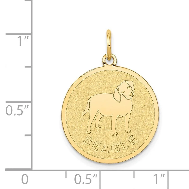 personalized crystal pendant necklace for birthday gift-Diamond2Deal 14K Yellow Gold Beagle Disc Pendant (L- 26 mm, W- 20 mm)