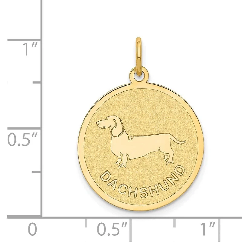 crystal charm pendant necklace for wedding-Diamond2Deal 14K Yellow Gold Dachshund Disc Pendant (L- 26 mm, W- 20 mm)