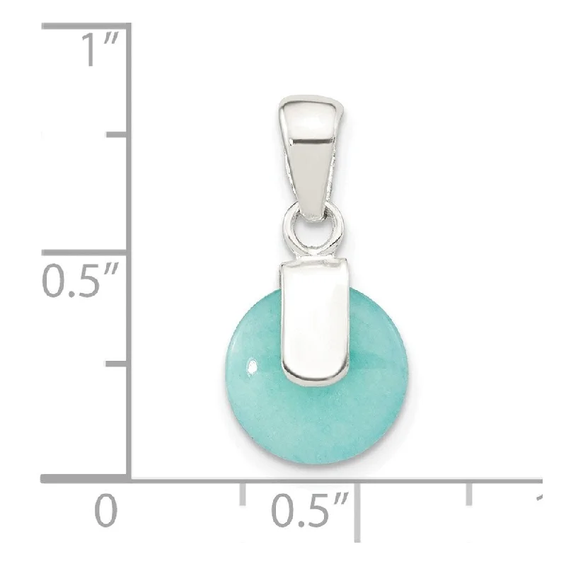 personalized family pendant necklace with initials-Diamond2Deal 925 Sterling Silver Circle Imitation Turquoise Pendant (L-20.67mm, W-10.23mm)