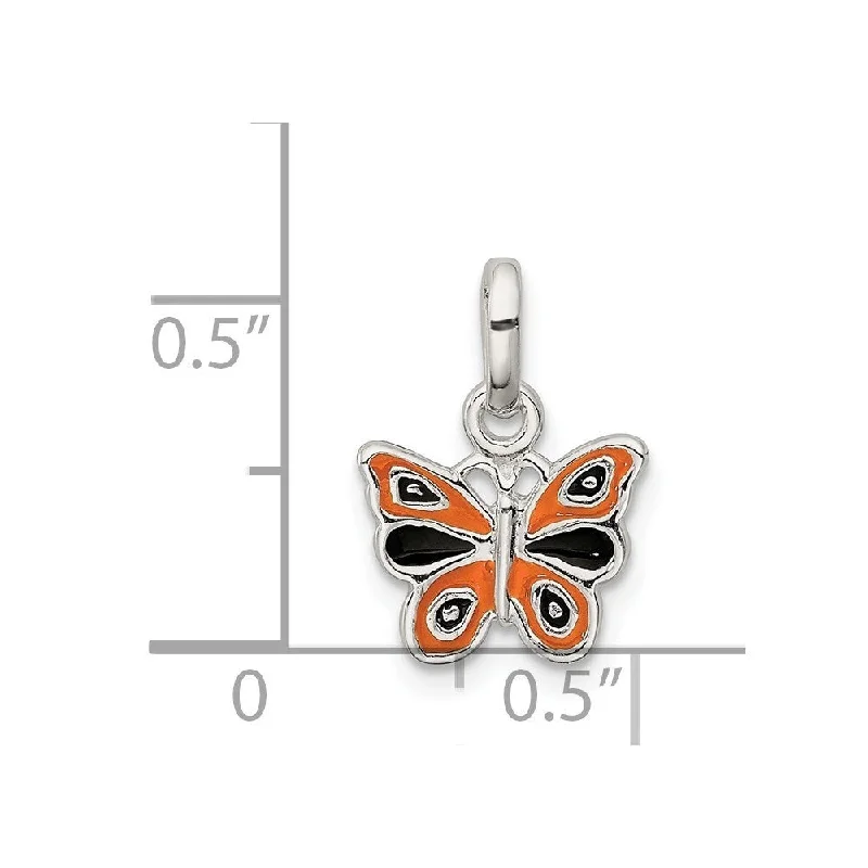 custom engraved bar necklace for anniversary-Diamond2Deal 925 Sterling Silver Enamel Butterfly Pendant