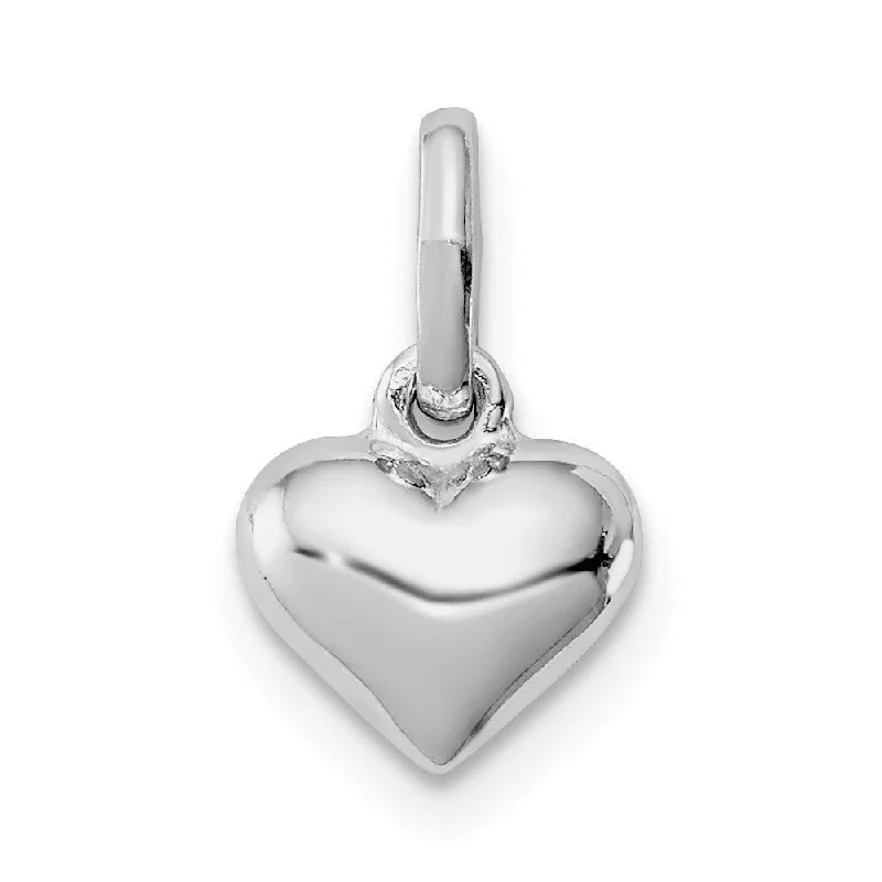 engraved pendant necklace for father’s day-Diamond2Deal 925 Sterling Silver RH Plated Polished Heart Pendant