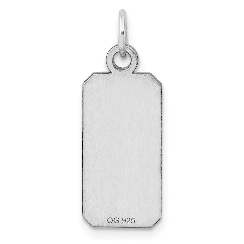 custom gold pendant necklace with initials-Diamond2Deal 925 Sterling Silver Rhodium Plated Eng. Rect. Polish Front Satin Back Disc Pendant (L- 26 mm, W- 9 mm)