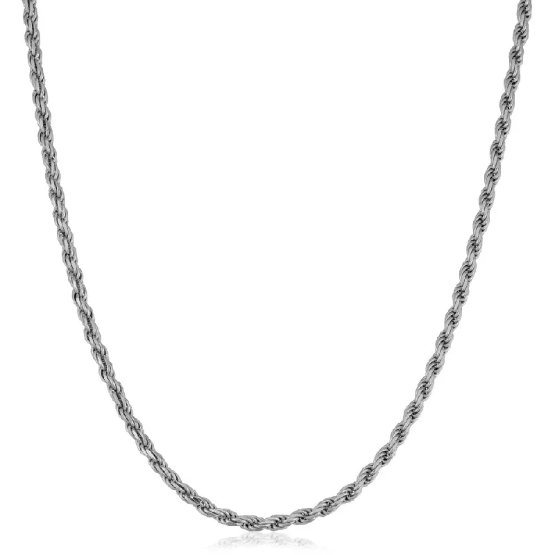 personalized bar pendant necklace with names-Fremada Italian Rhodium Plated Sterling Silver Men's 2.8-mm Rope Chain Necklace (18 - 36 inches)