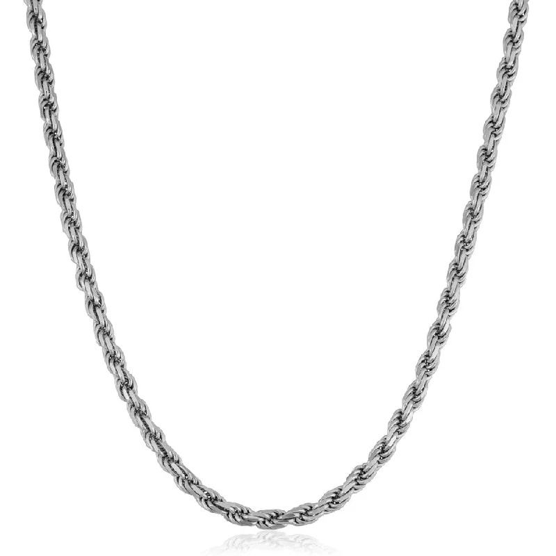 silver pendant necklace for him with love engraving-Fremada Italian Rhodium Plated Sterling Silver Men's 4.70-mm Rope Chain Necklace (18 - 36 inches)