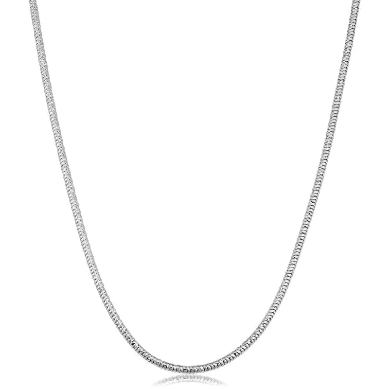 simple silver pendant necklace for men with initials-Fremada Italian Sterling Silver 1.9 millimeters Diamond-cut Round Snake Necklace