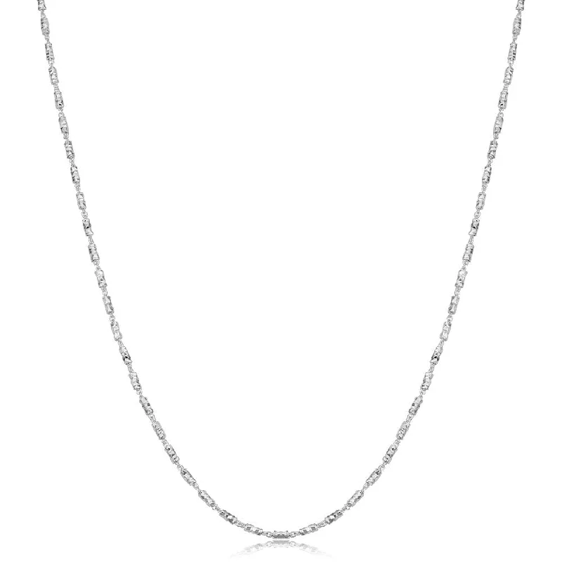 personalized silver pendant necklace with birthstone-Fremada Sterling Silver 1.5-mm Diamond-cut Bar Link Necklace (16 - 36 inches)