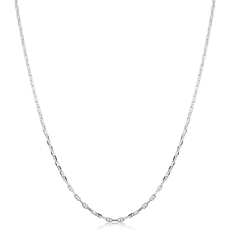 silver bar pendant necklace for wedding gift-Fremada Sterling Silver 1.9mm Flat Mariner Link Chain (16-36 inch) - White