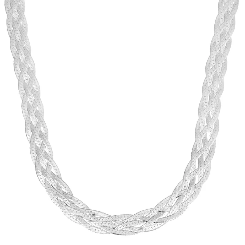 customized engraved charm necklace for her-Fremada Sterling Silver 7.5-mm High Polished Braided Herringbone Necklace (18 inch)