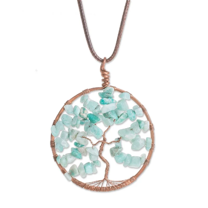 men’s personalized silver necklace with pendant-NOVICA Capricorn Tree of Life, Aquamarine pendant necklace