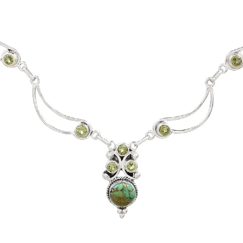 custom round pendant necklace with initials-NOVICA Handmade Radiant Princess in Green Peridot Necklace (India) - 7'6" x 9'6"