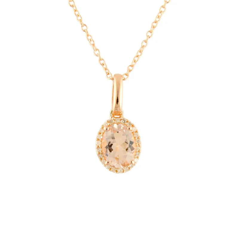 personalized pendant necklace for couples with initials-Rose Gold over Silver 1.36ctw Morganite & Diamond Others Pendant