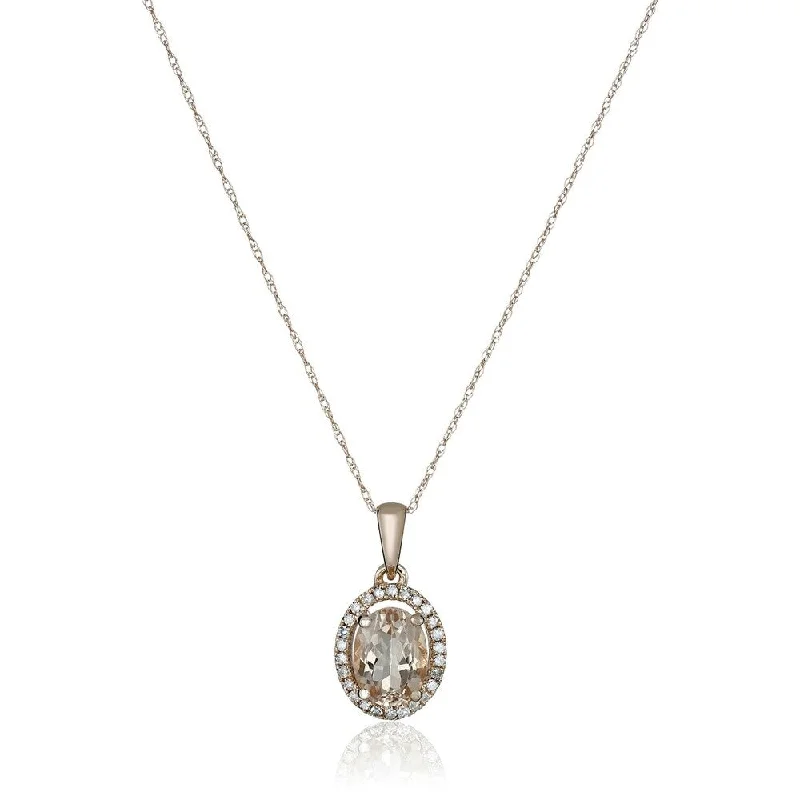 personalized pendant necklace with family initials-Rose Gold Over Silver 1.3ctw Morganite Pendant 0.62'L