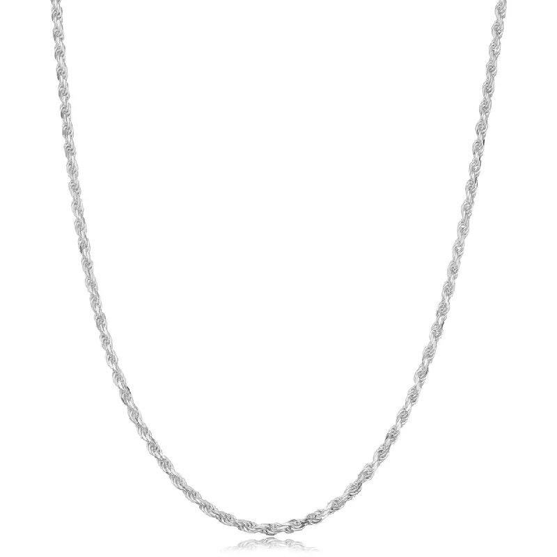 custom pendant necklace for husband-Sterling Silver 1.7 millimeter Diamond Cut Rope Necklace (14-30 inch)