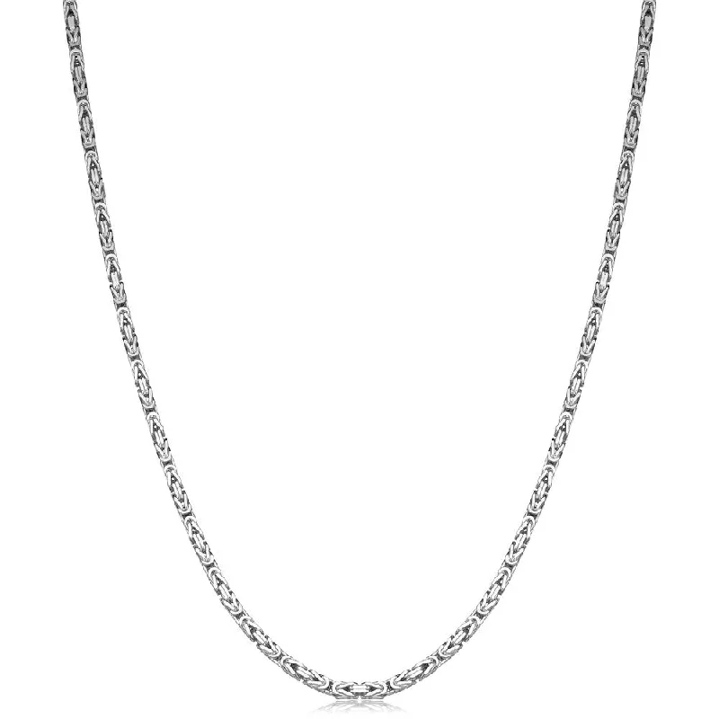 simple crystal pendant necklace for men-Sterling Silver 1.8 millimeters Square Byzantine Chain Necklace