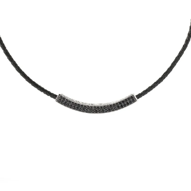 silver infinity pendant necklace for couples-Sterling Silver 2ctw Black Spinel Necklace 18'L