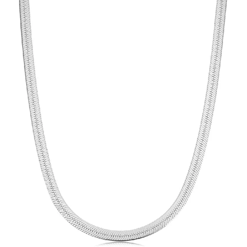 gold pendant necklace with custom engraving for men-Sterling Silver 4.6 millimeters Herringbone Chain Necklace (18, 20 or 24 inches)