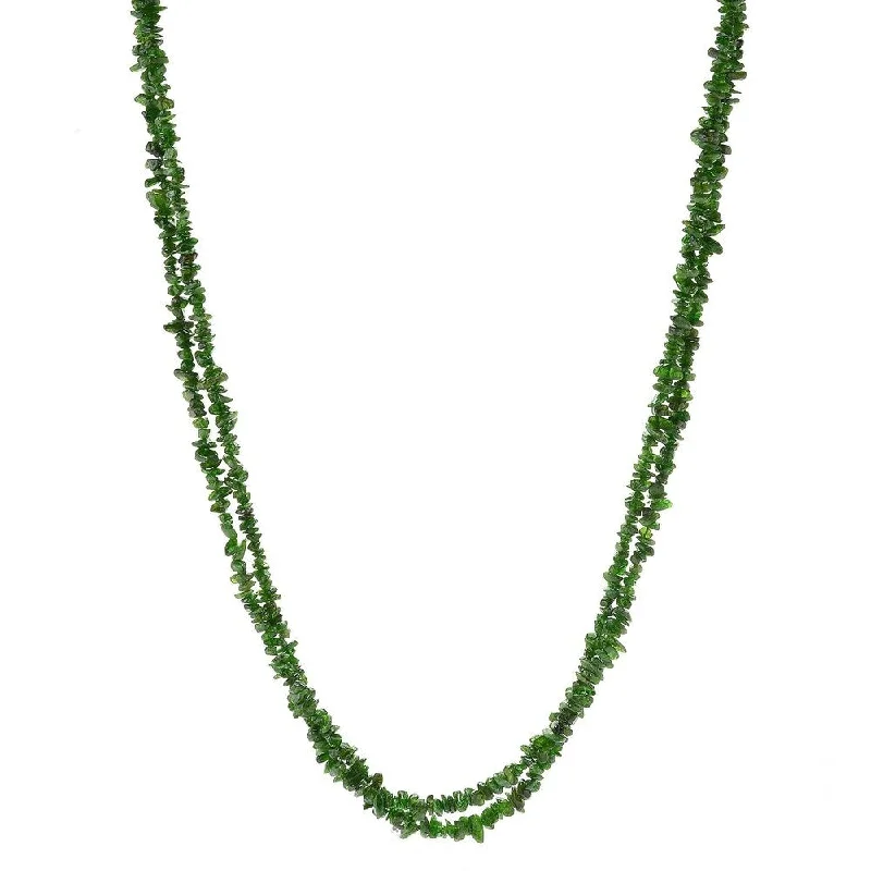 personalized heart-shaped pendant for mom-Sterling Silver 80" Chrome Diopside Endless Beaded Necklace