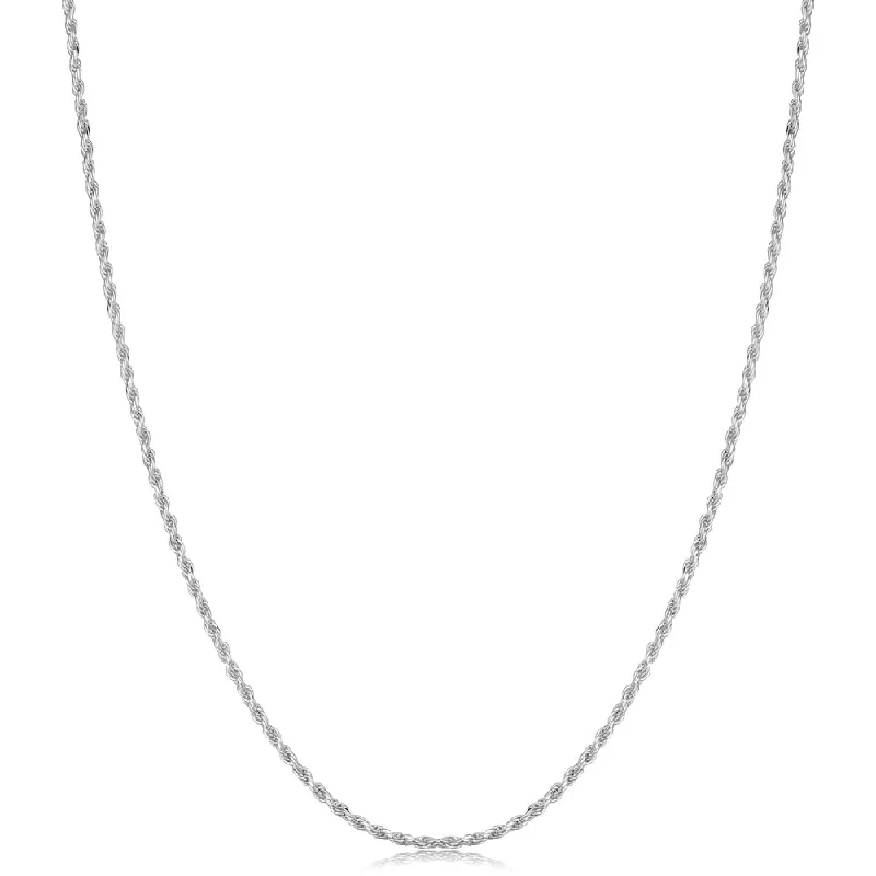 custom nameplate necklace with birthstone-Sterling Silver Diamond Cut Rope Necklace 14-30inches (1.1 millimeters)