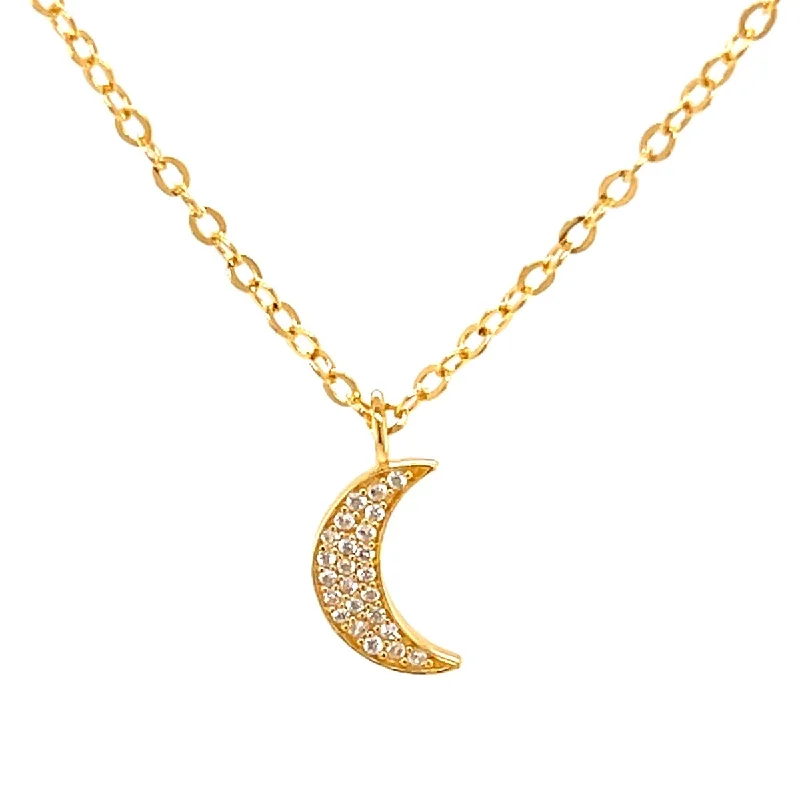 engraved charm pendant necklace for daughter-Yellow Gold Plated Over Sterling Silver White Natural Zircon Necklace