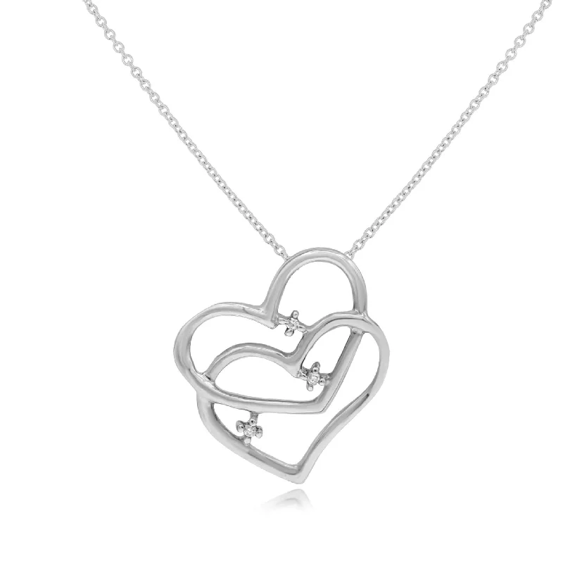 custom gold pendant necklace with initials-0.01ct Diamond Heart Pendant set in 14KT White Gold / SP1D5327