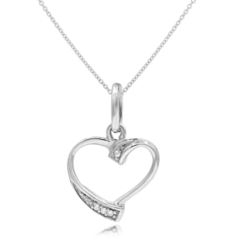 personalized crystal bar necklace for mom-0.02ct Diamond Heart Pendant set in 14KT White Gold / SP1D5345