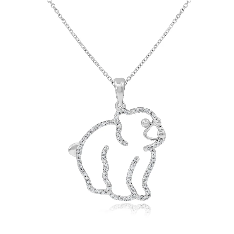 personalized gemstone pendant necklace with initials-0.26ct Diamond Pendant set in 14KT White Gold / S49546