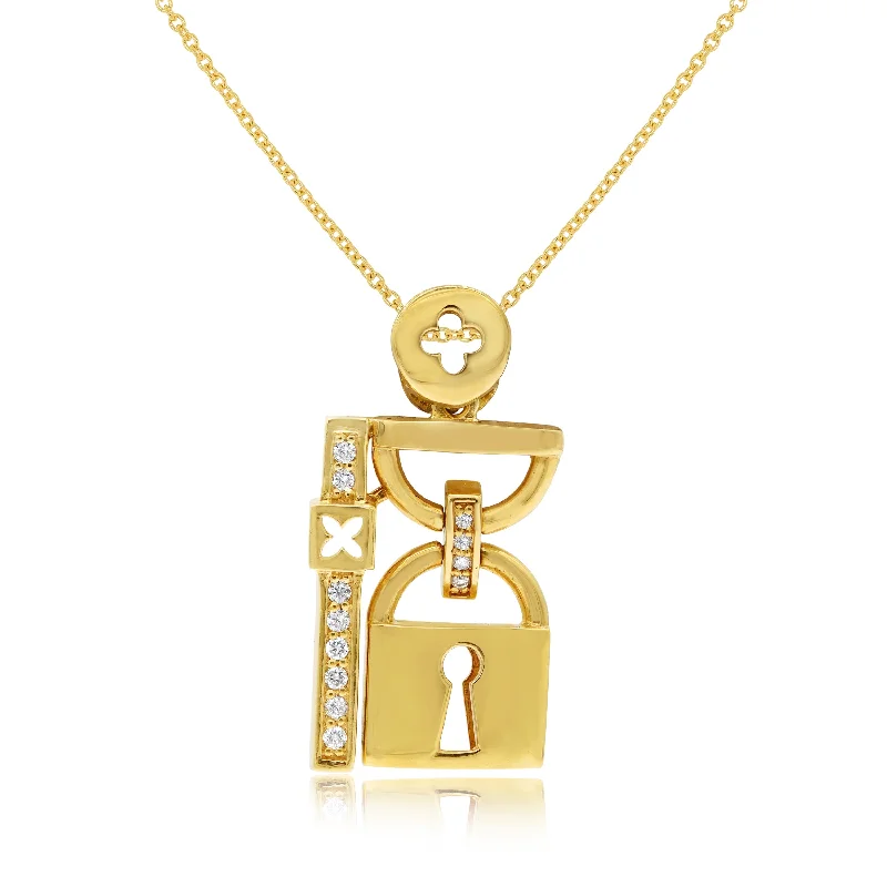 personalized charm pendant necklace for girlfriend-0.10ct Diamond Pendant set in 18KT Yellow Gold / C083