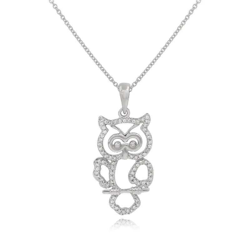 gold pendant necklace with engraved initials-0.19ct Diamond Pendant set in 14KT White Gold / S4945A