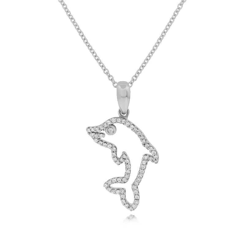 gold pendant necklace for couples with initials-0.20ct Diamond Pendant set in 14KT White Gold / PA135F