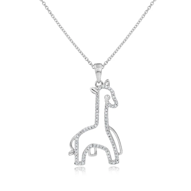 custom pendant necklace with custom engraving-0.23ct Diamond Pendant set in 14KT White Gold / S49518