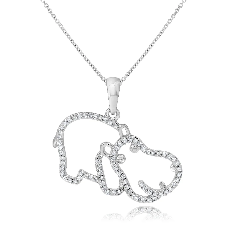 simple crystal pendant necklace for men-0.24ct Diamond Pendant set in 14KT White Gold / S49519