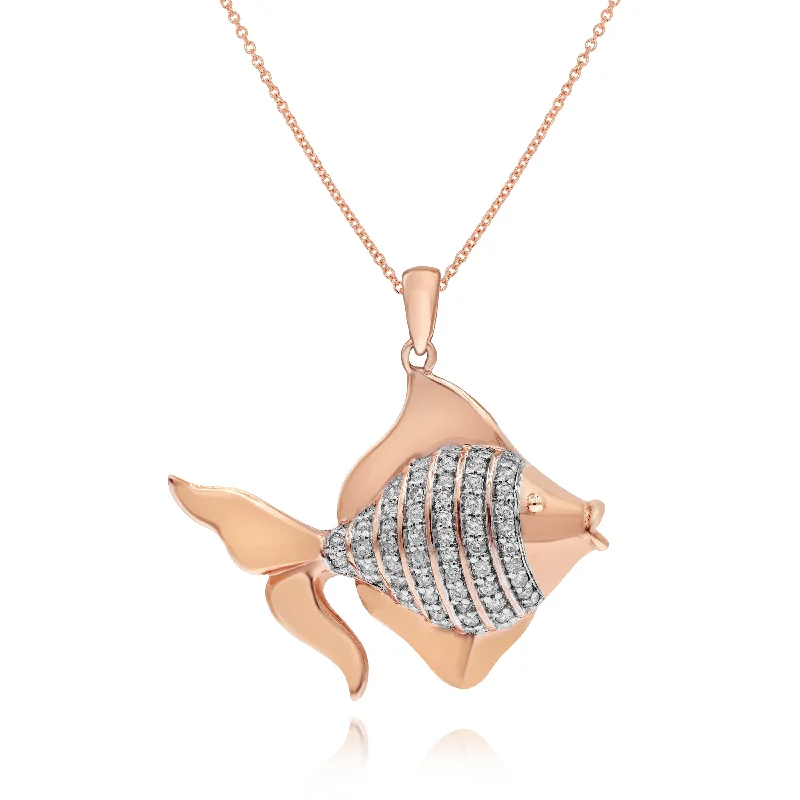 women’s custom pendant necklace with initials-0.29ct Diamond Pendant set in 14KT Rose Gold / P10628