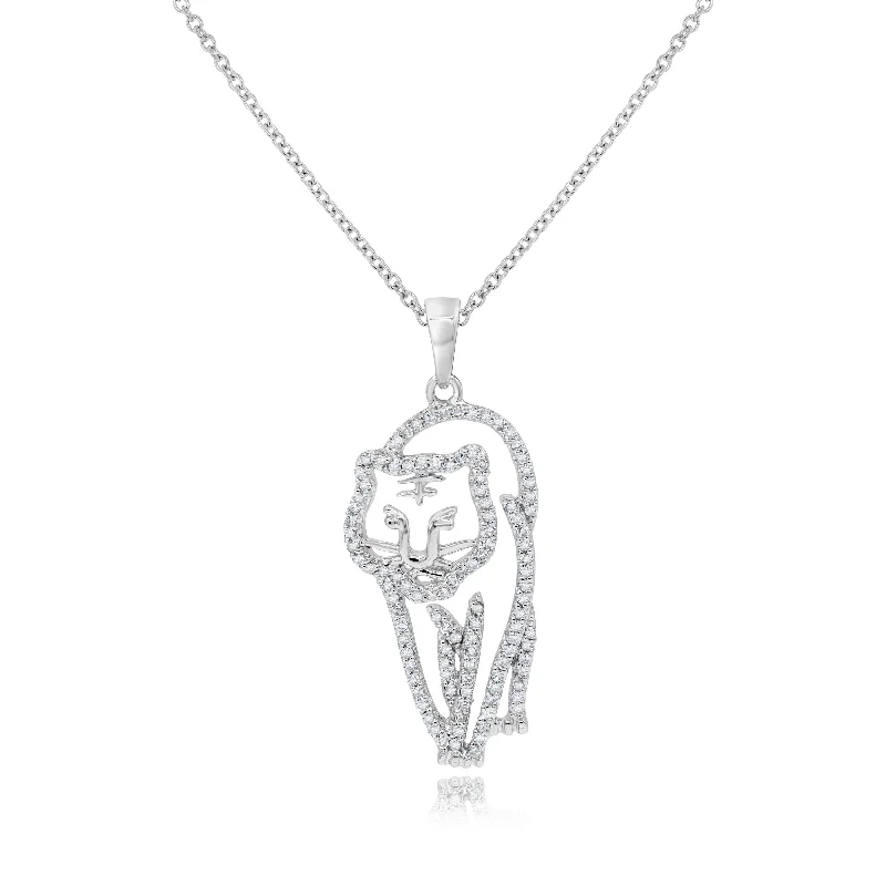 engraved circle pendant necklace with initials-0.33ct Diamond Pendant set in 14KT White Gold / S49514