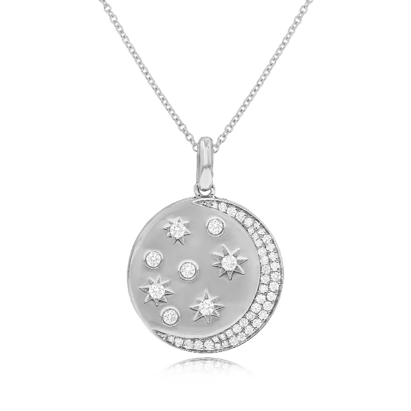 customized engraved charm necklace for her-0.49ct Diamond Pendant set in 14KT White Gold / PN194B