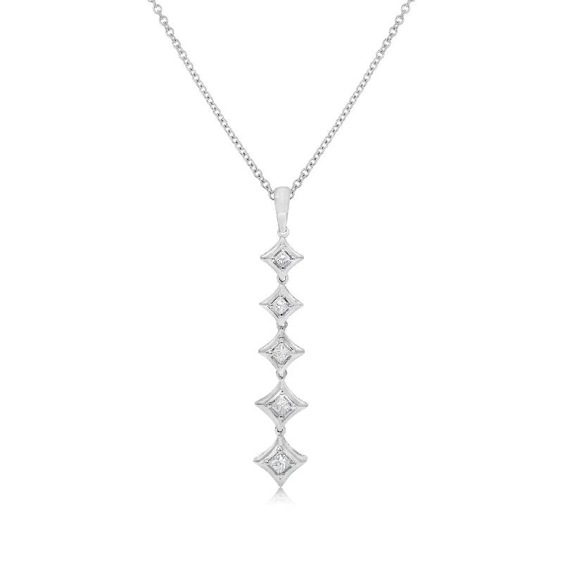 engraved pendant necklace for father’s day-0.58ct Diamond Pendant set in 14KT White Gold / P7038