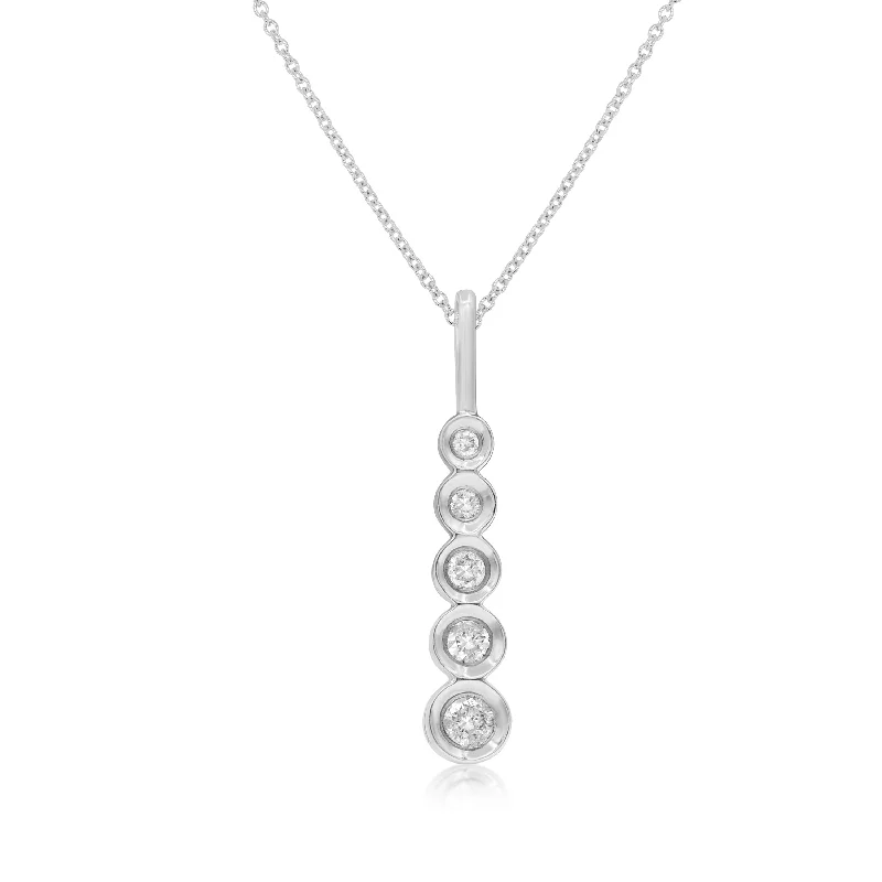 personalized silver nameplate necklace with birthstone-0.15ct Diamond Pendant set in 14KT White Gold / PA2300