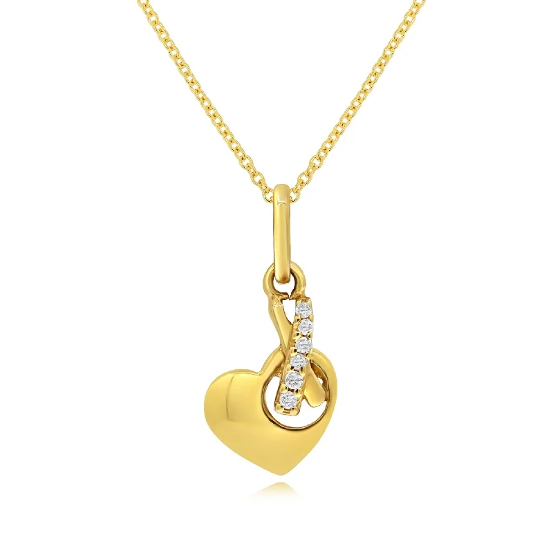 personalized initial pendant necklace with stone-0.03ct Diamond Heart Pendant set in 14KT White Gold / SP1D5257A