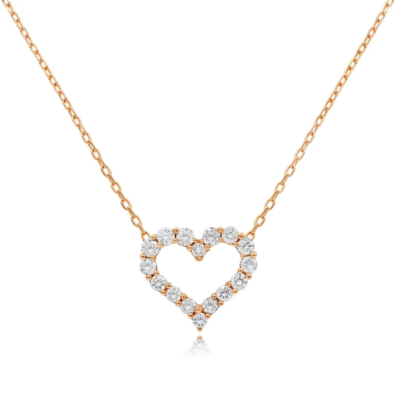 silver chain necklace with engraved pendant-0.53ct Diamond Heart Pendant set in 18KT Rose Gold / GLP10038A