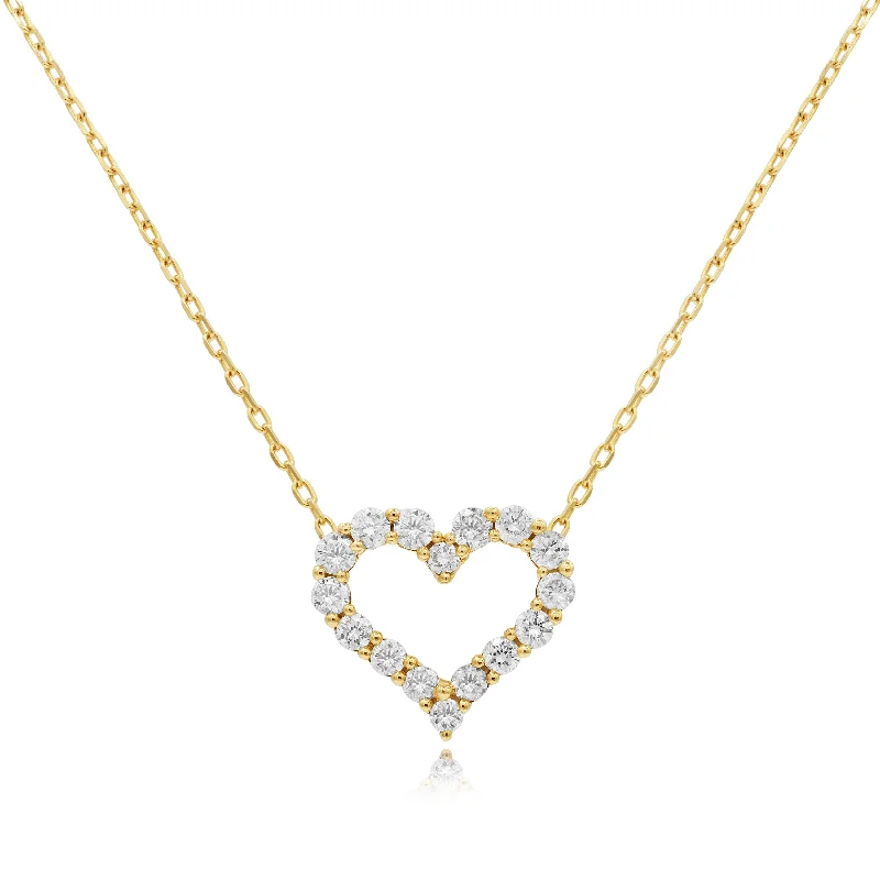 personalized letter pendant necklace with birthstone-0.51ct Diamond Heart Pendant set in 14KT Yellow Gold / GLP10038F