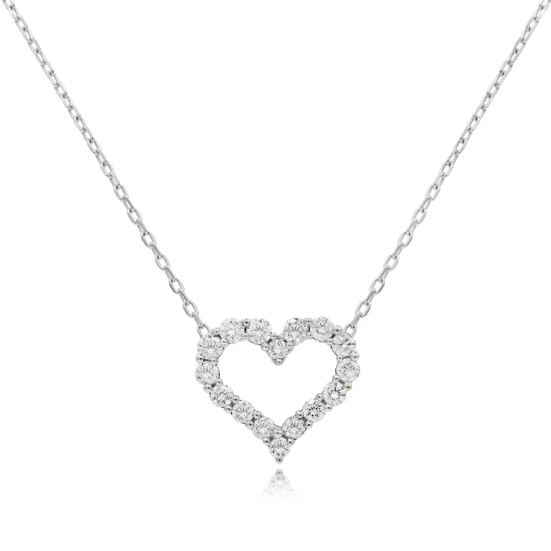 handmade moon pendant necklace for women-0.50ct Diamond Heart Pendant set in 14KT White Gold / GLP10038E