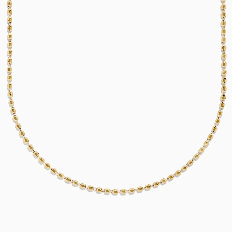 personalized bar necklace with gemstone pendant-14K Yellow Gold Bead Necklace