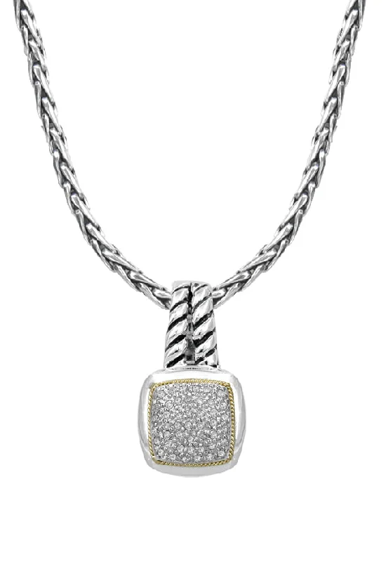 custom heart charm necklace for girlfriend-925 Sterling Silver Diamond Pave Pendant, 0.20 TCW