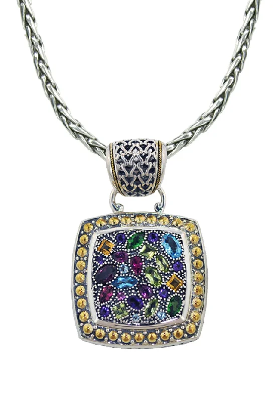 elegant crystal pendant necklace for men-925 Multi Gemstone Pendant, 4.97 TCW