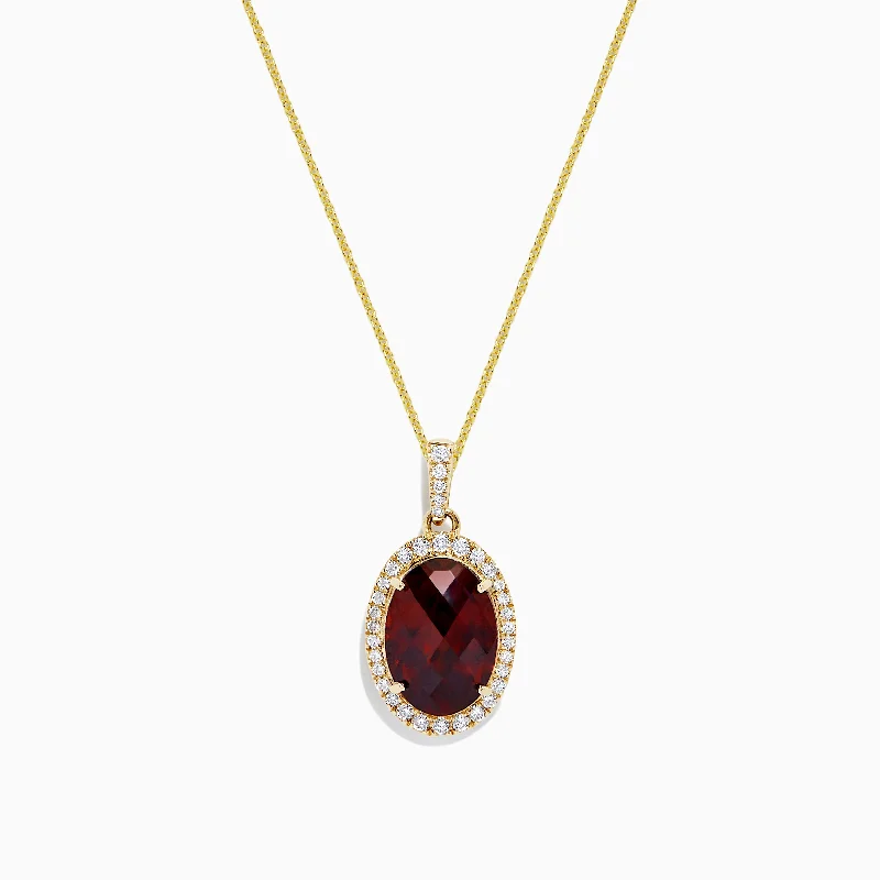 personalized pendant necklace for mother’s day-Bordeaux 14K Yellow Gold Garnet and Diamond Pendant, 8.45 TCW